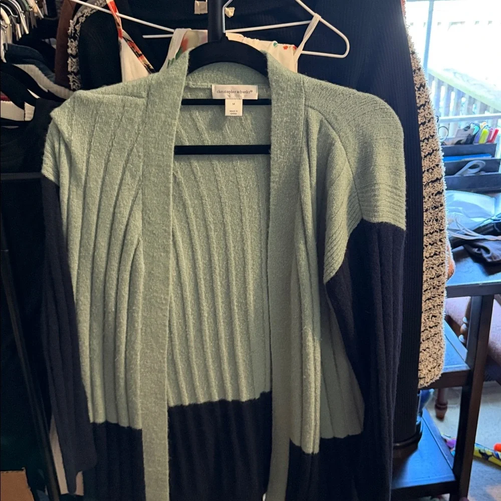 Christopher & Banks Mint Open-Front Ribbed Cardigan - Picture 3 of 3